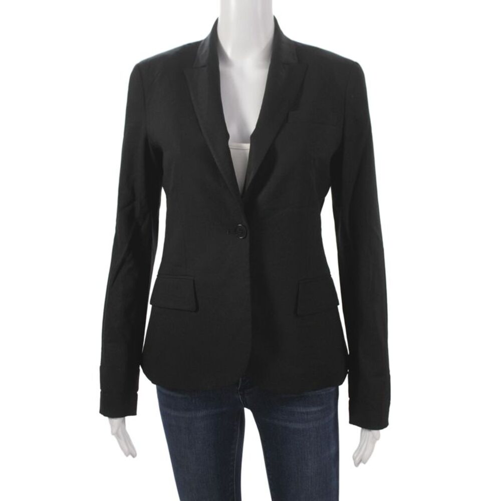 Theory Womens Collared Polyester Button up Blazer Black Size 4